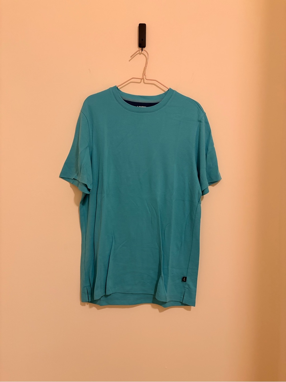 Lands' End Short Sleeve Texture Crew Neck T-Shirt - Aqua Blue